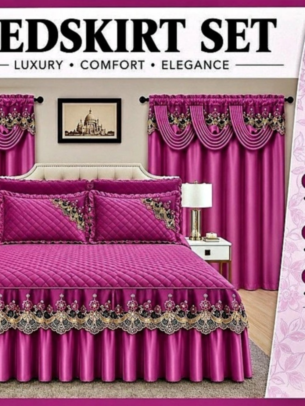 Bolift Bedskirt Set California King Pink NWT